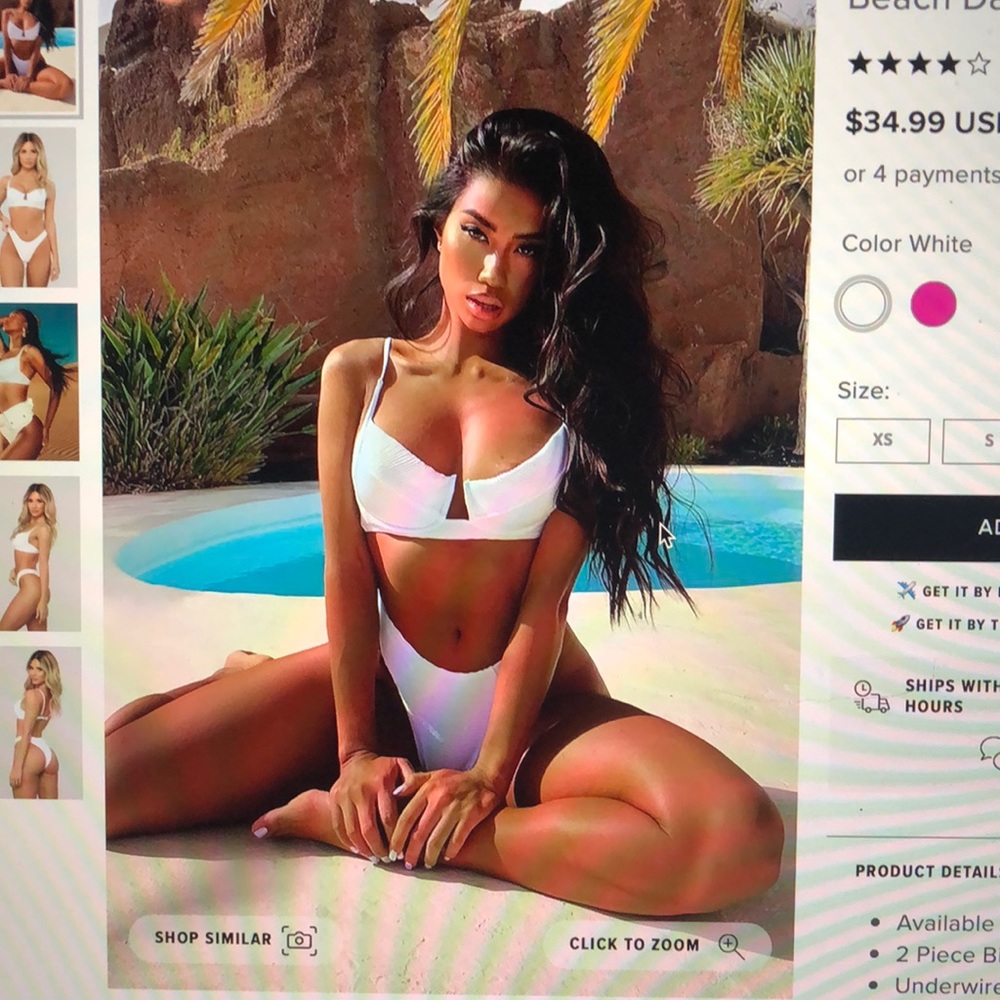 Fashion Nova size M white underwire bikini